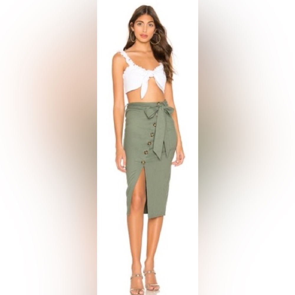 Lovers and Friends Midi Skirt in Sage Green